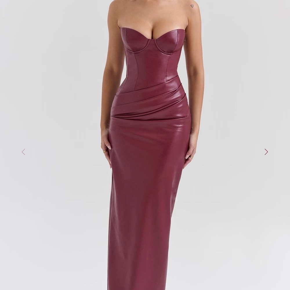 House of CB Strapless Burgundy Dress
